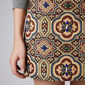 Topshop Embellished Jacquard Skirt